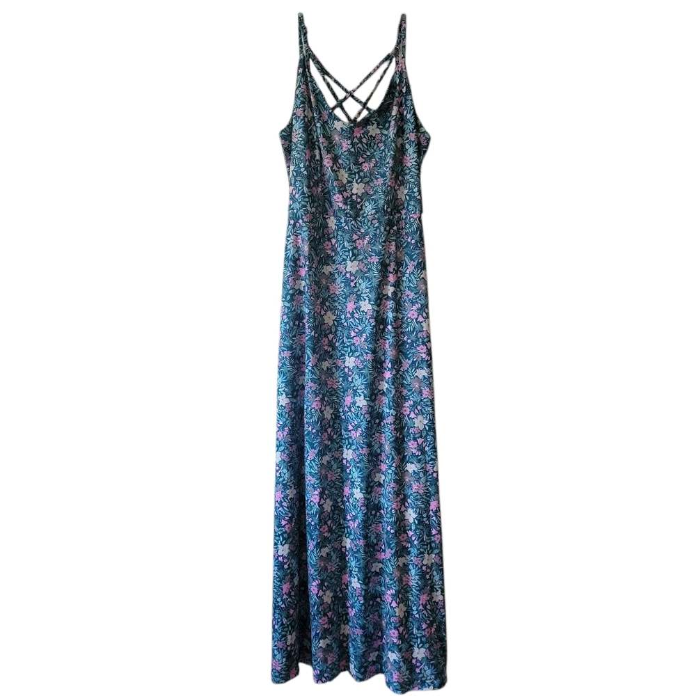 Market & Spruce Alisha Knit Floral Maxi Dress Size L Vacation Travel Tropical